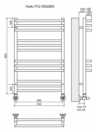 Нойс П12 500х800 Полотенцесушитель  TERMINUS Ульяновск - фото 3