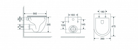 Подвесной унитаз безободковый Terminus Енисей Monolit 560х390 белый Ульяновск - фото 8