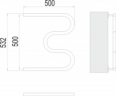 М-обр AISI 32х2 500х500 Полотенцесушитель  TERMINUS Ульяновск - фото 3
