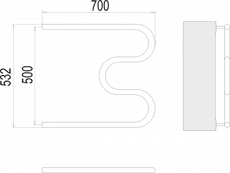 М-обр AISI 32х2 500х700 Полотенцесушитель  TERMINUS Ульяновск - фото 3
