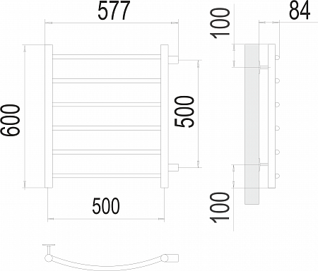 Классик П6 500х600 бп500 Полотенцесушитель  TERMINUS Ульяновск - фото 3