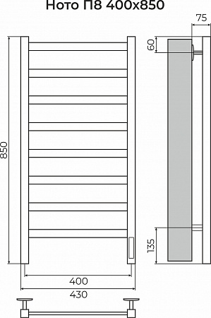 Ното П8 400х850 Электро (quick touch) Полотенцесушитель TERMINUS Ульяновск - фото 3