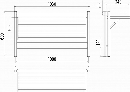 Горизонт П8 1000х600 электро КС ЧЕРНЫЙ МУАР (sensor quick touch) Полотенцесушитель TERMINUS Ульяновск - фото 5